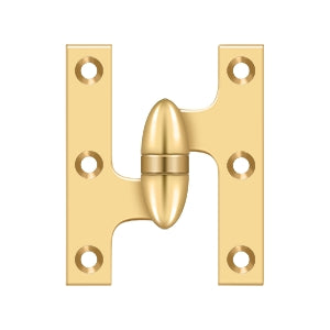 Deltana OK3025B Olive Knuckle 3" x 2-1/2" Hinge, Solid Brass (Each)
