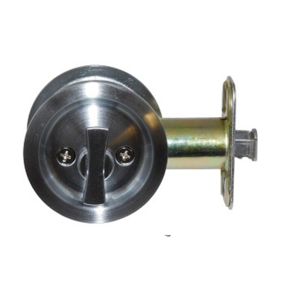 Don-jo PDL 1035 Privacy Round Pocket Door Lock, 2-3/4" Backset, Satin Chrome Finish