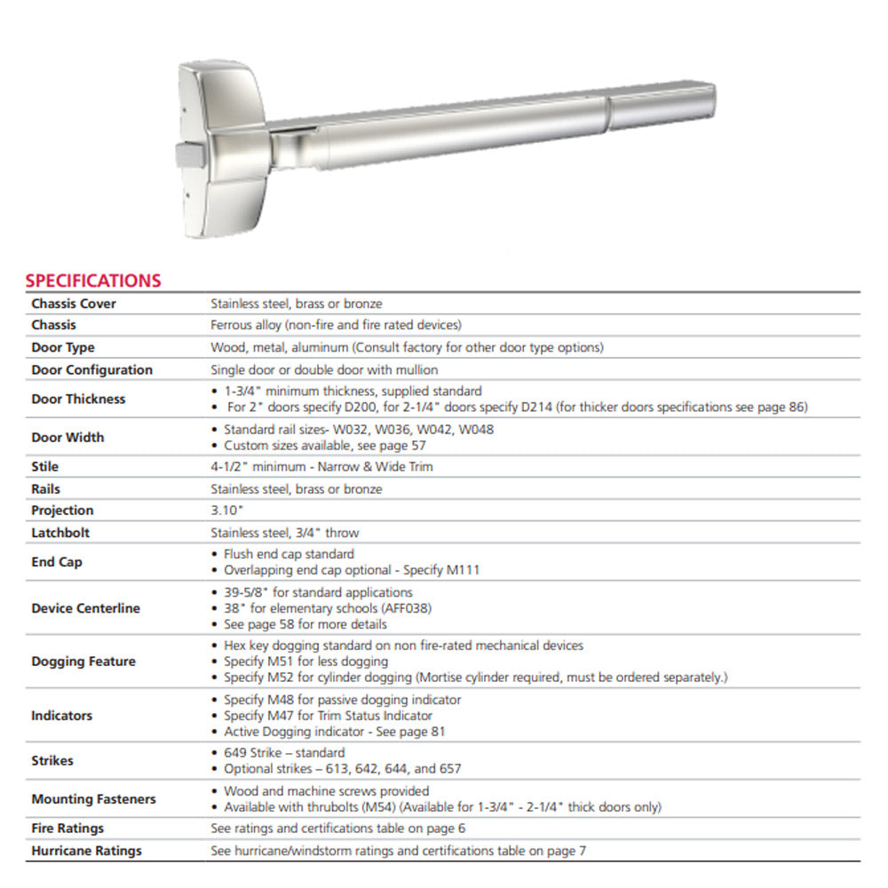 Corbin Russwin PED5257 Rim Exit Device - 957PT Nightlatch Freewheeling ...