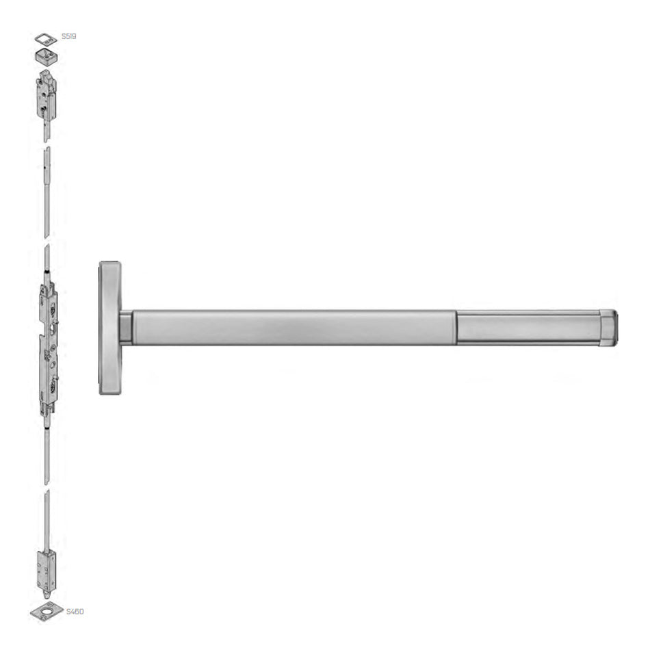 Precision (PHI) 2601 Series Narrow Stile, Non-Handed Concealed Vertical Rod Device - 36"/48" Exit Only