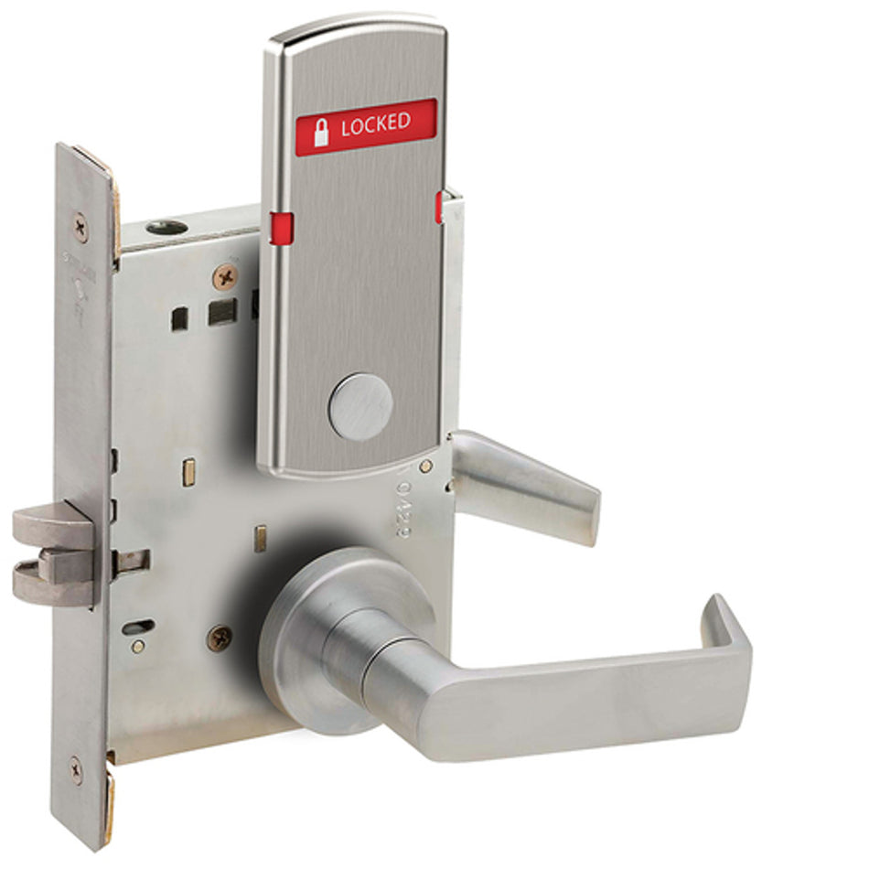 Schlage L9040 - Grade 1 Bed Bathroom Privacy Mortise Lock, Non-Keyed, Interior Indicator "LOCKED/UNLOCKED"
