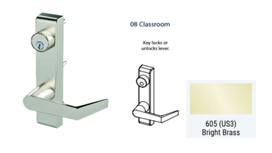 PDQ 6N - 08 Classroom w/ Lever Narrow Stile Trim