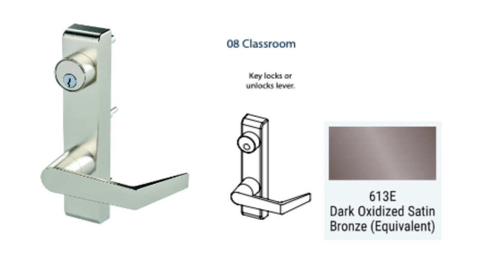 PDQ 6N - 08 Classroom w/ Lever Narrow Stile Trim