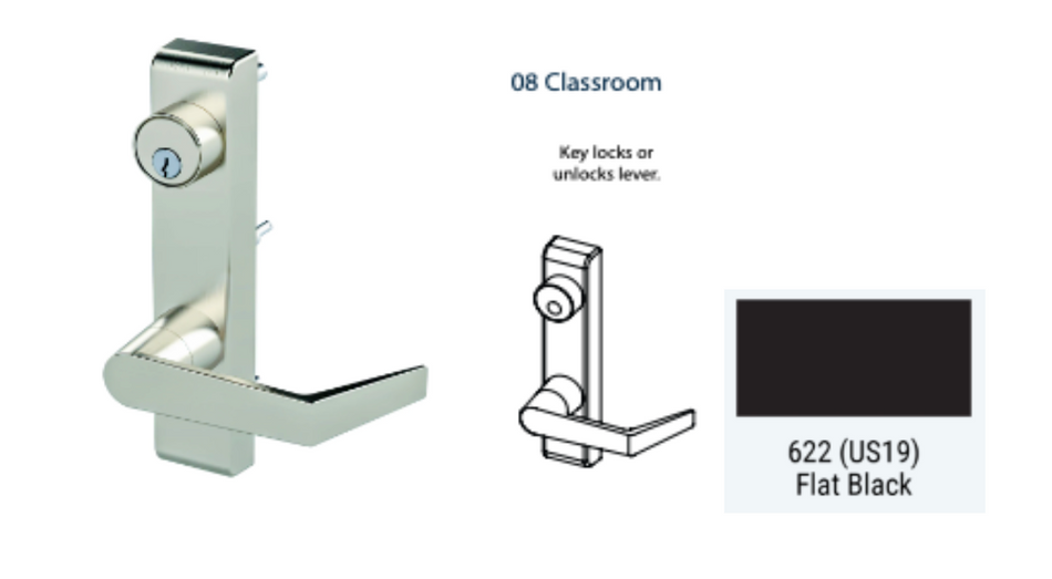 PDQ 6N - 08 Classroom w/ Lever Narrow Stile Trim