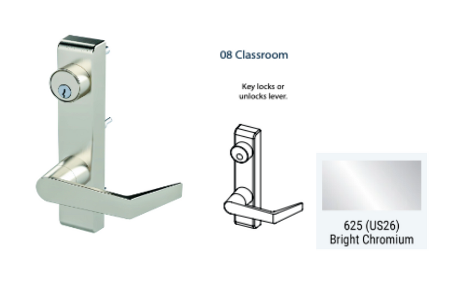 PDQ 6N - 08 Classroom w/ Lever Narrow Stile Trim