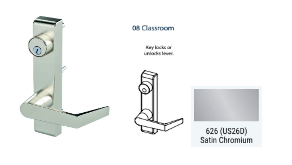 PDQ 6N - 08 Classroom w/ Lever Narrow Stile Trim