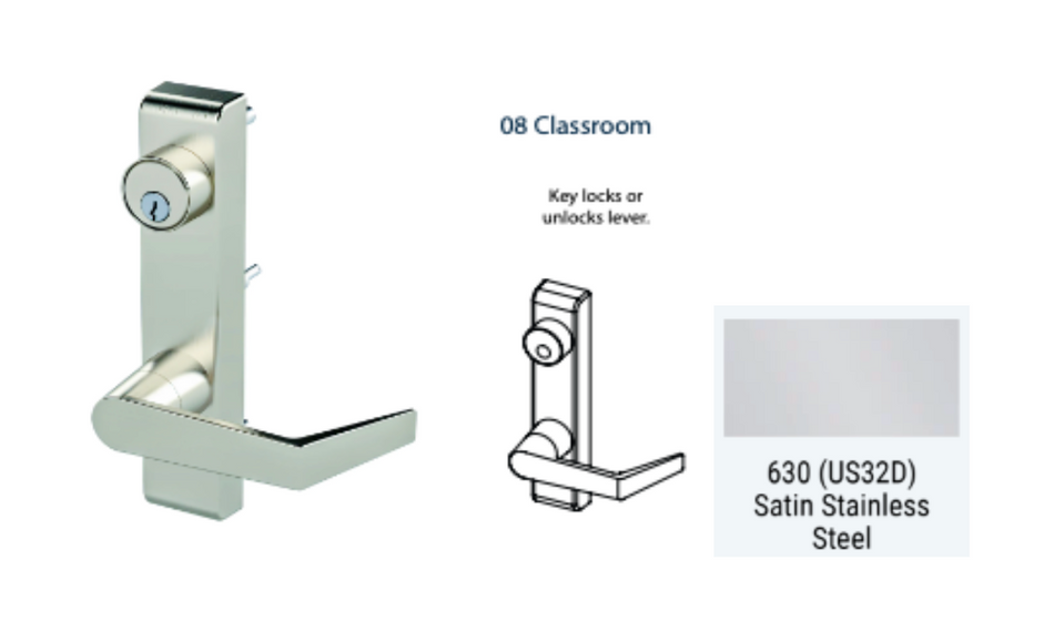 PDQ 6N - 08 Classroom w/ Lever Narrow Stile Trim