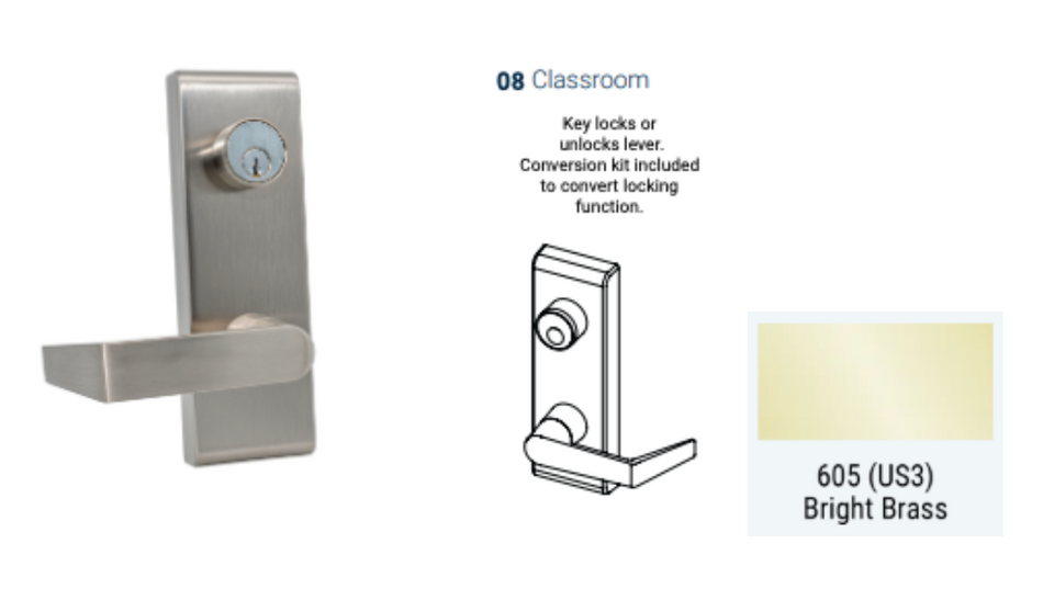 PDQ 6W - 08 Classroom Escutcheon Wide Stile Trim