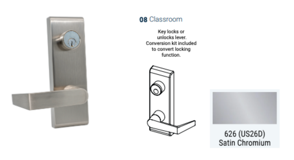 PDQ 6W - 08 Classroom Escutcheon Wide Stile Trim