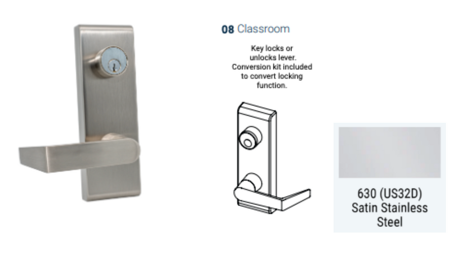 PDQ 6W - 08 Classroom Escutcheon Wide Stile Trim