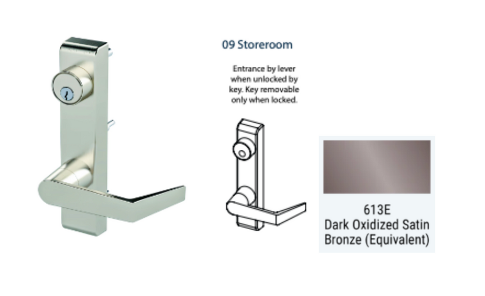 PDQ 6N - 09 Storeroom w/ Lever Narrow Stile Trim