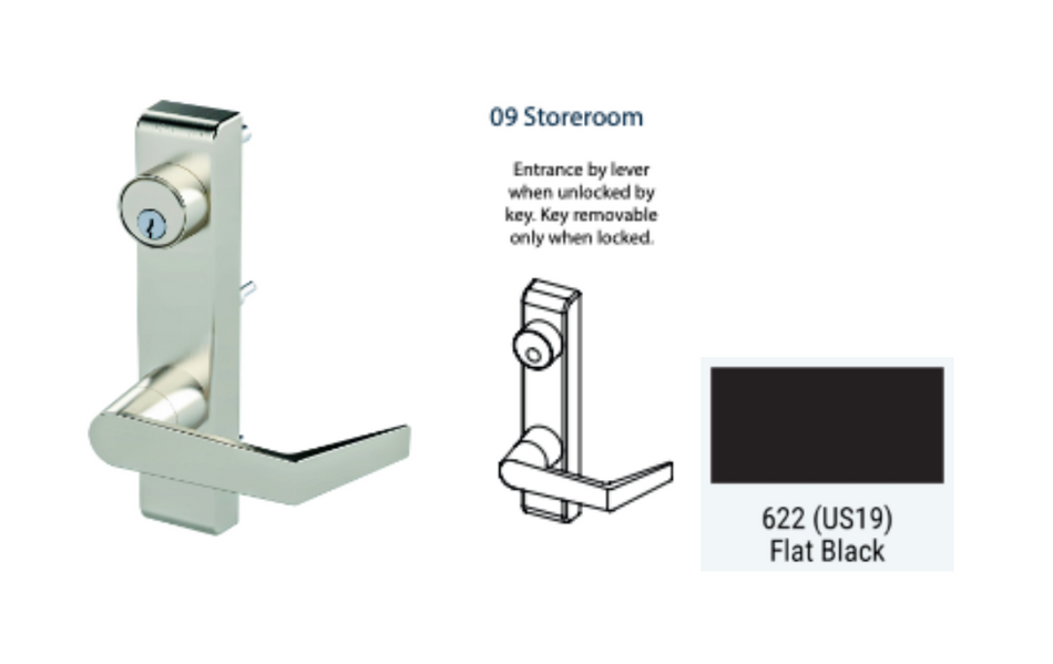 PDQ 6N - 09 Storeroom w/ Lever Narrow Stile Trim