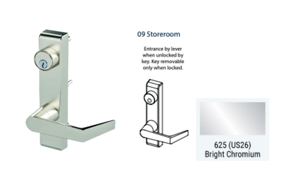 PDQ 6N - 09 Storeroom w/ Lever Narrow Stile Trim