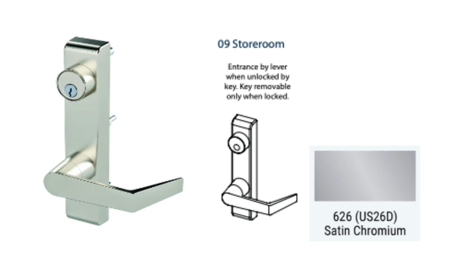 PDQ 6N - 09 Storeroom w/ Lever Narrow Stile Trim