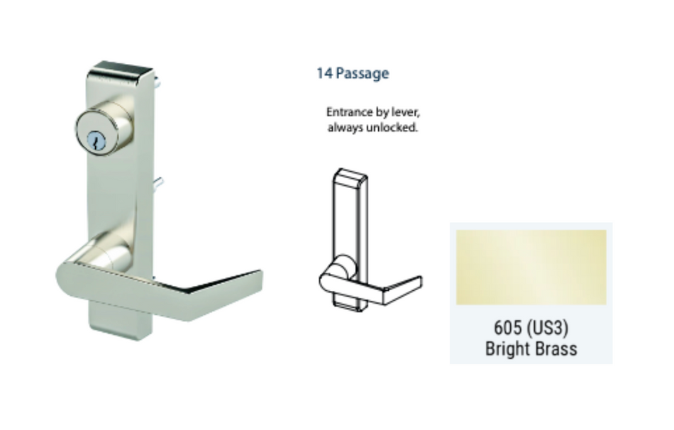 PDQ 6N - 14 Passage w/ Lever Narrow Stile Trim