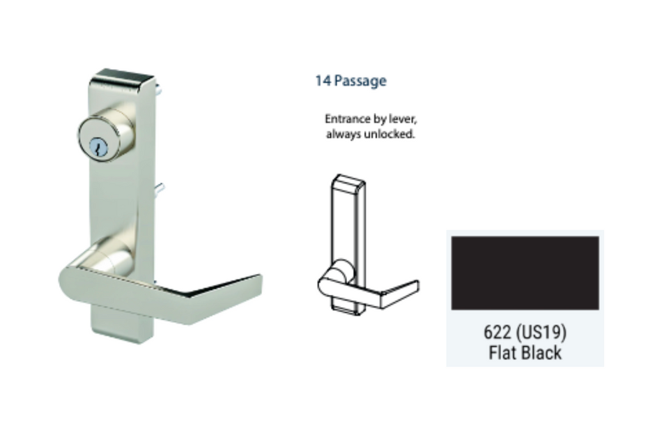 PDQ 6N - 14 Passage w/ Lever Narrow Stile Trim