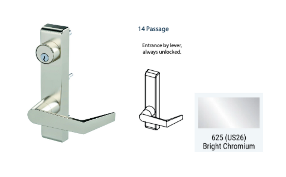 PDQ 6N - 14 Passage w/ Lever Narrow Stile Trim