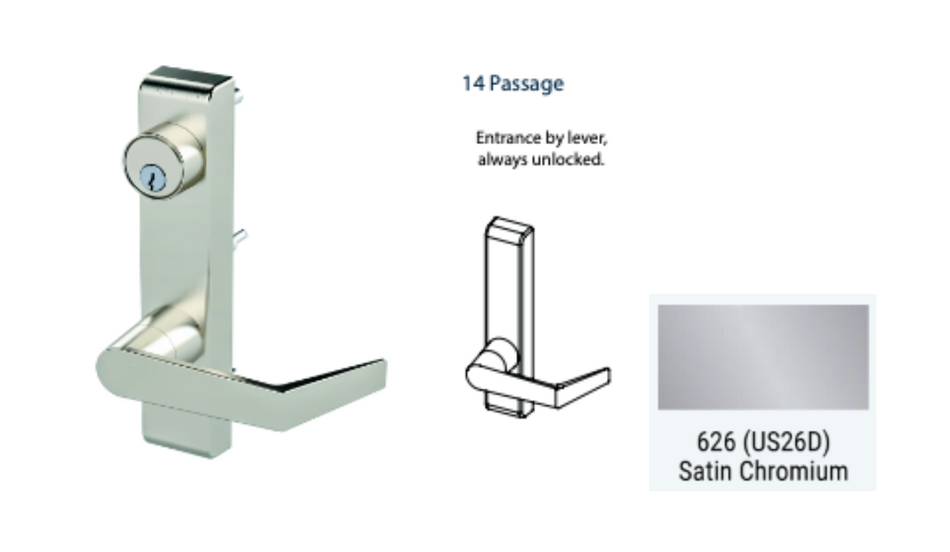 PDQ 6N - 14 Passage w/ Lever Narrow Stile Trim