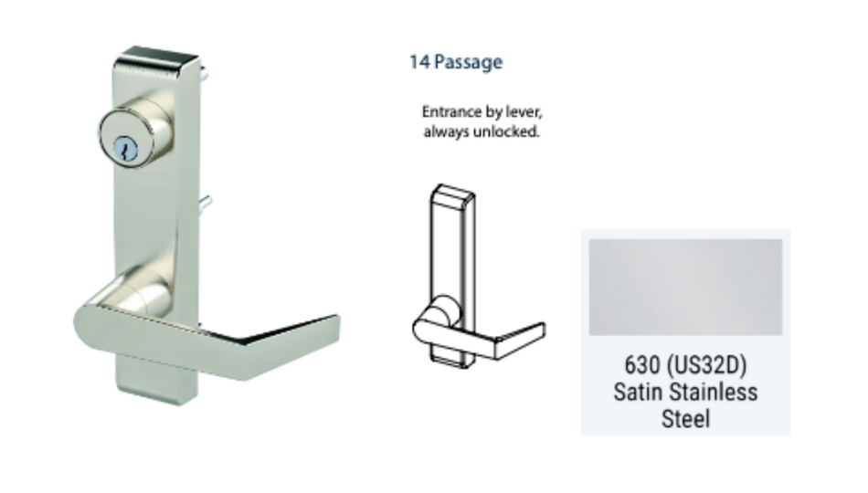 PDQ 6N - 14 Passage w/ Lever Narrow Stile Trim