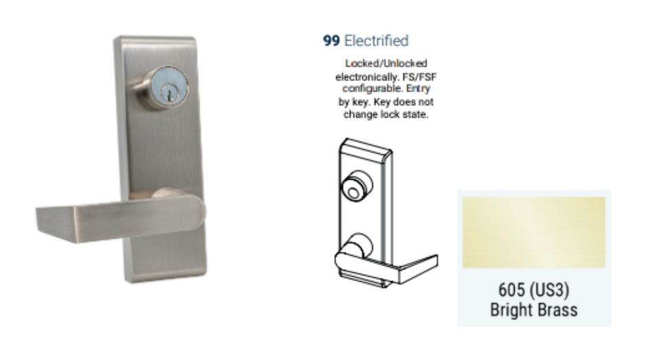 PDQ 6W - 99 Electrified Escutcheon Wide Stile Trim