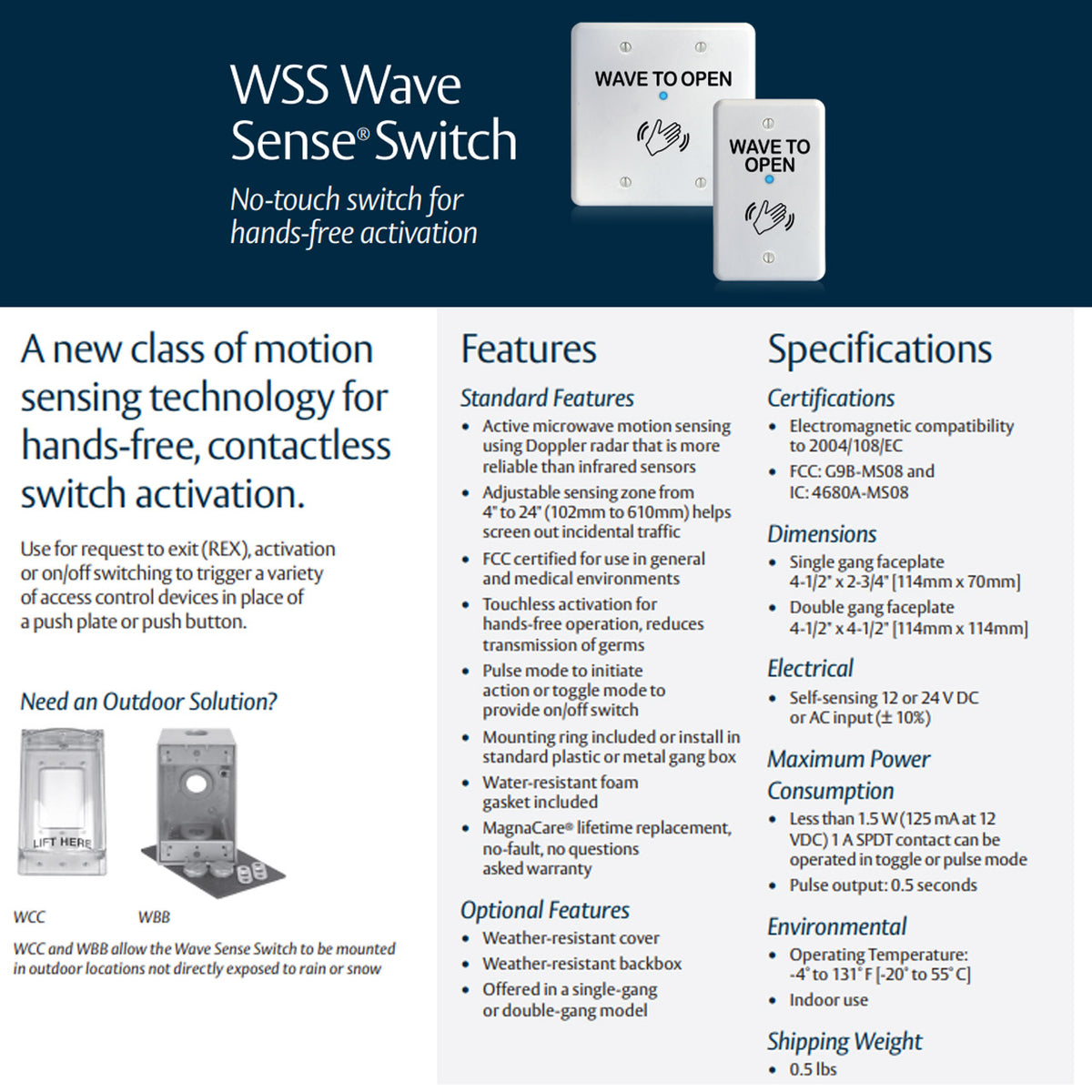 Wss Lock Securitron WSS-WSD Wave Sense Switch – US Lock Supply