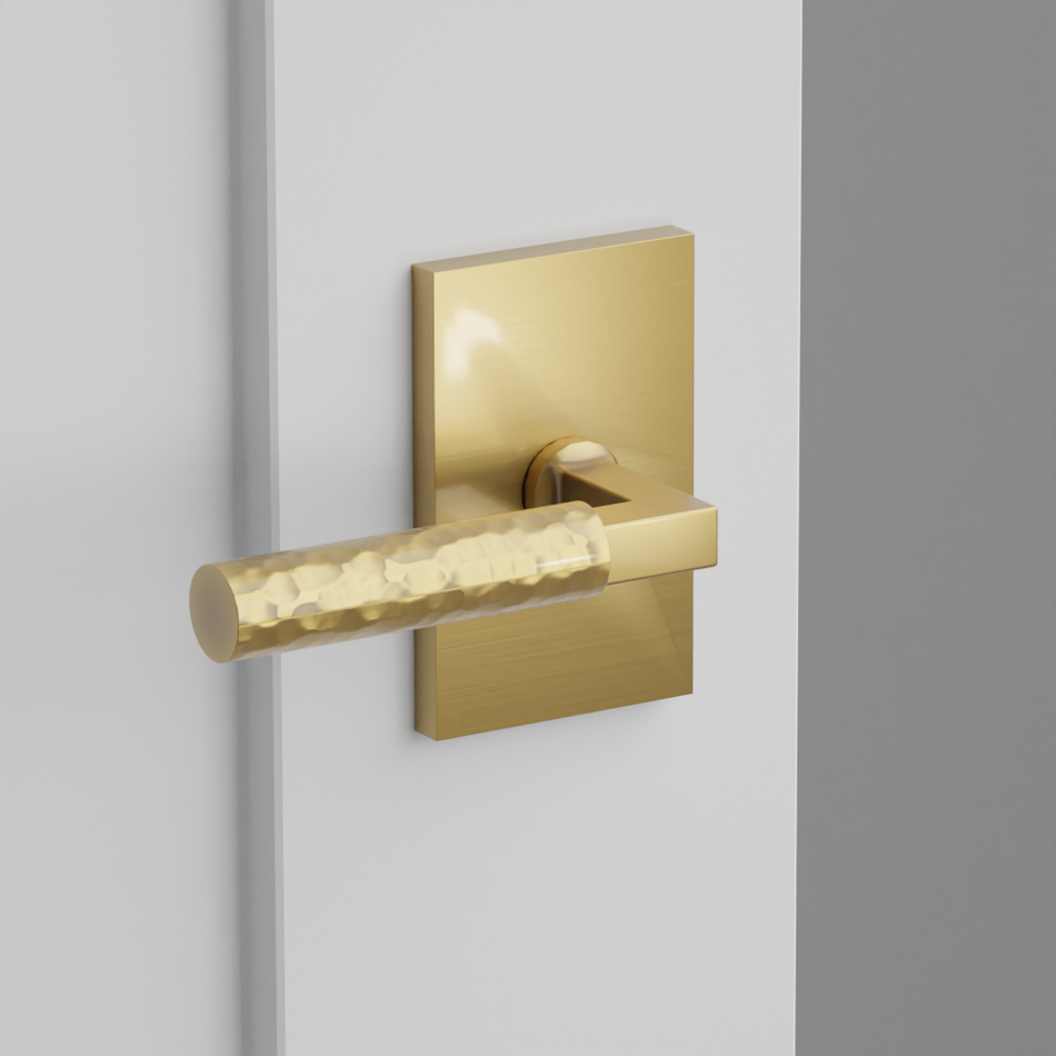 Emtek Hammered Lever with Modern Rectangular Rosette - L-Square