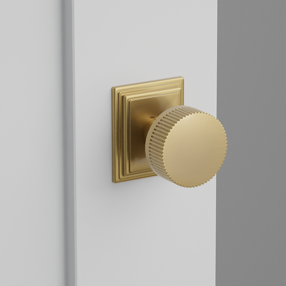 Emtek Conical Straight Knurled Knob Wilshire Rosette
