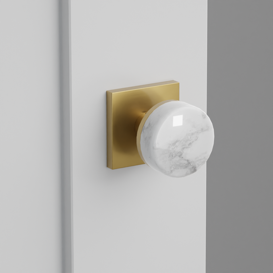 Emtek Conical White Marble Knob with Square Rosette
