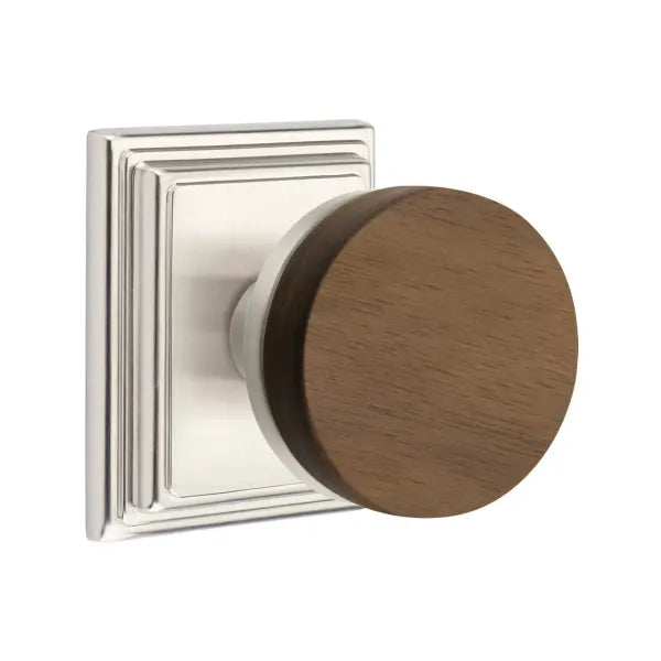 Emtek Conical Dark Walnut Knob with Wilshire Rosette