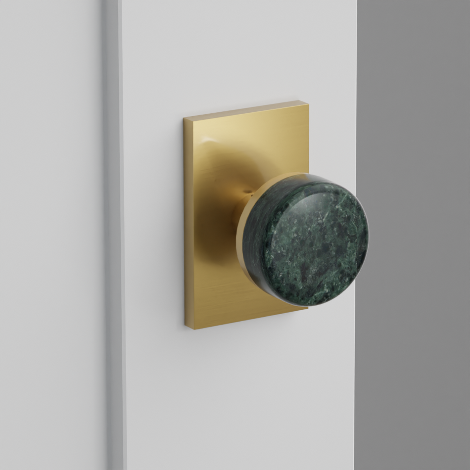 Emtek Conical Green Marble Knob with Modern Rectangular Rosette
