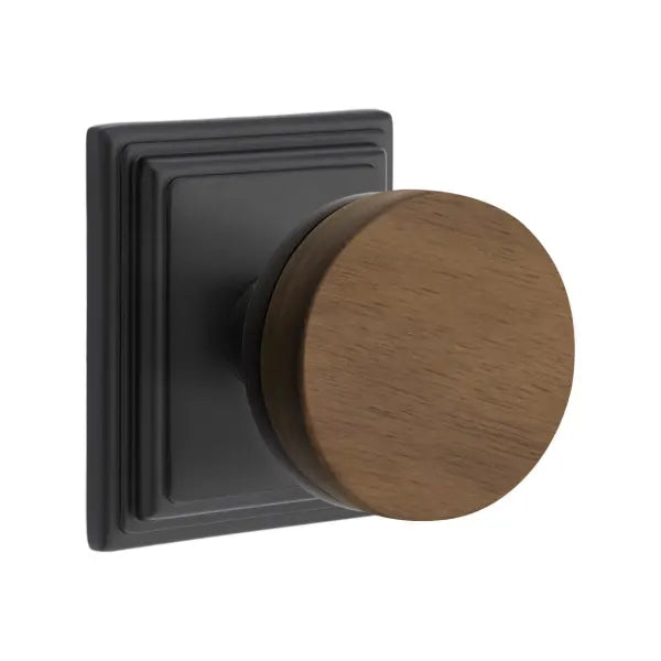 Emtek Conical Dark Walnut Knob with Wilshire Rosette