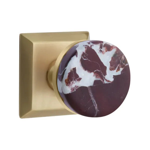 Emtek Conical Rosso Levanto Marble Knob with Quincy Rosette