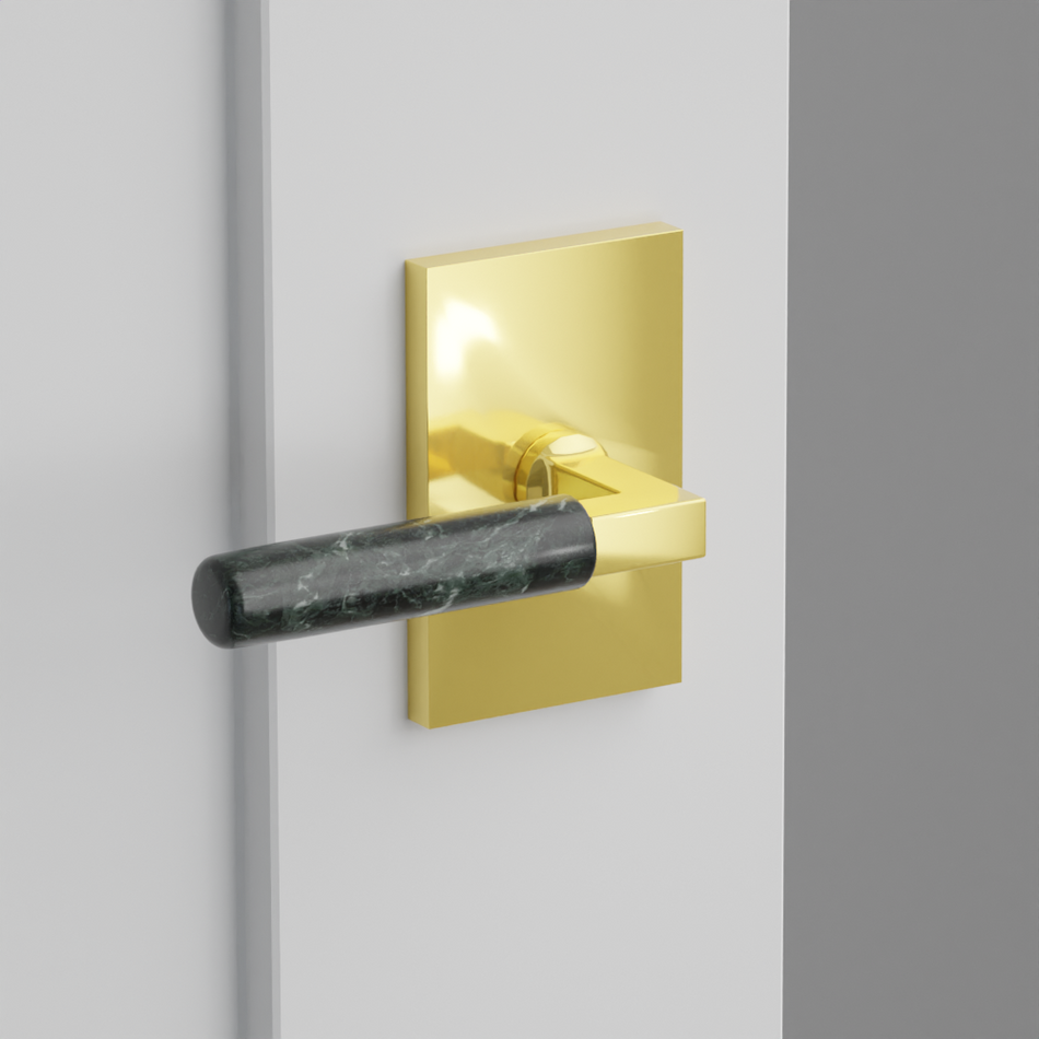 Emtek Green Marble Lever with Modern Rectangular Rosette