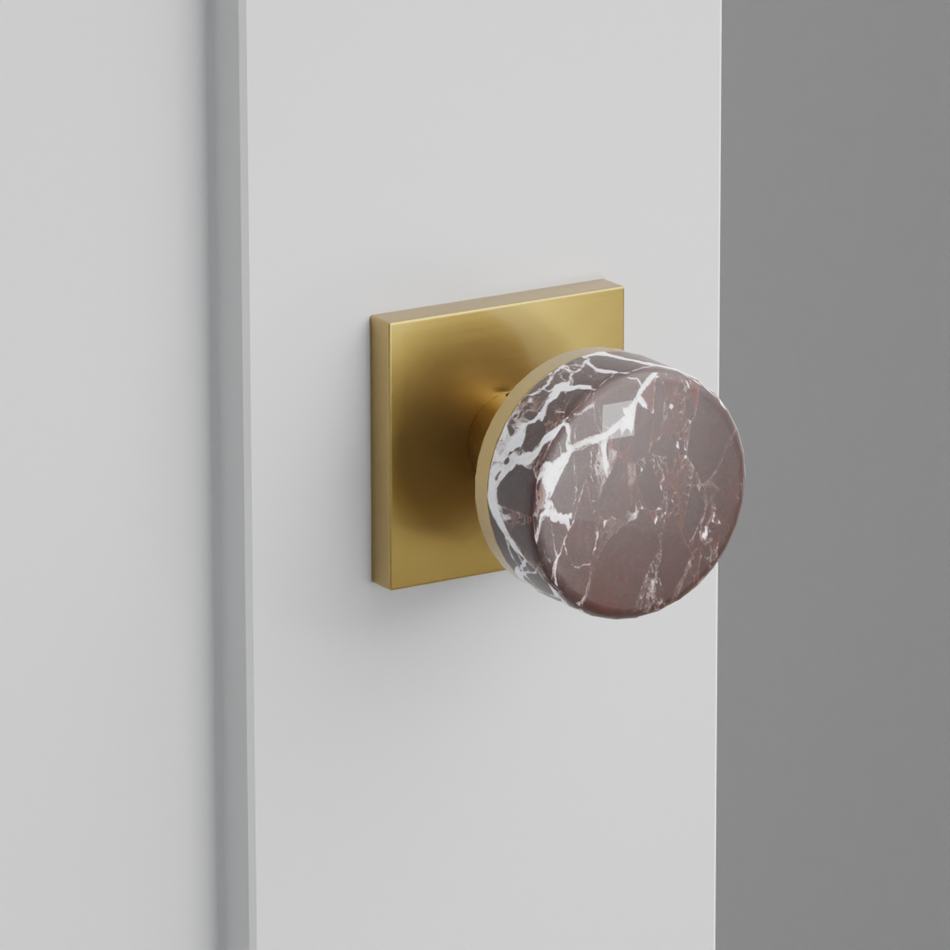 Emtek Conical Rosso Levanto Marble Knob with Square Rosette