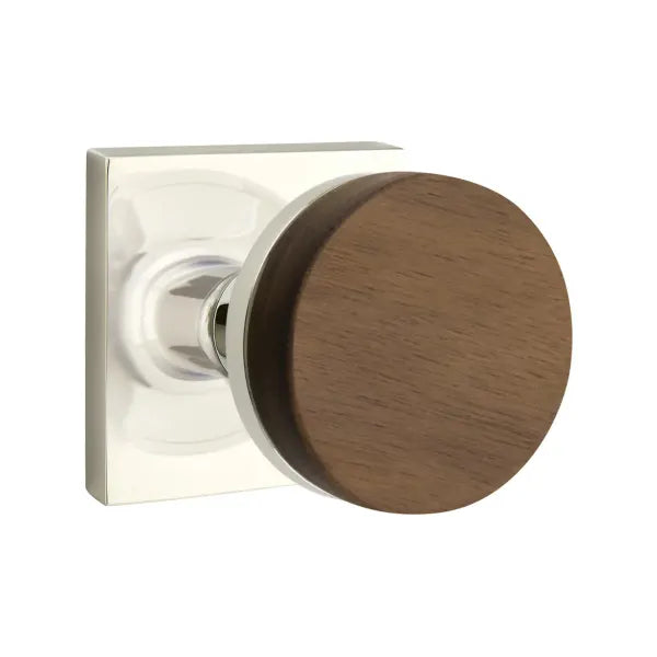 Emtek Conical Dark Walnut Knob with Square Rosette