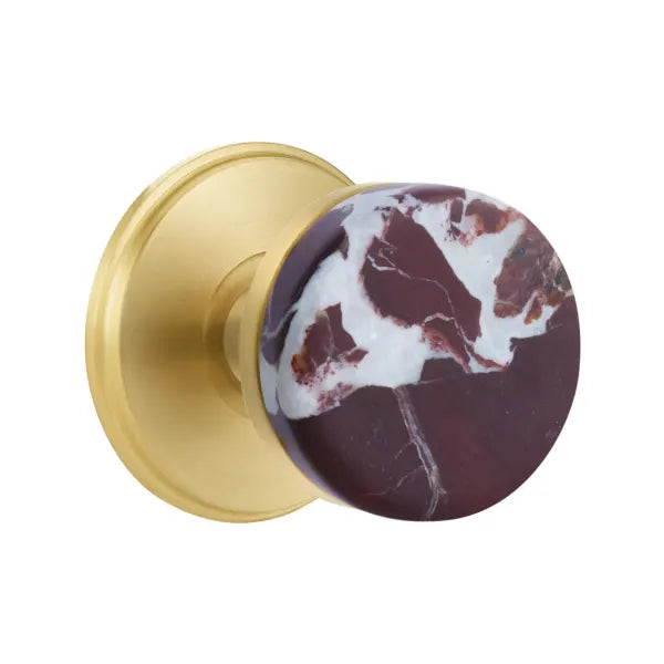 Emtek Conical Rosso Levanto Marble Knob with Watford Rosette