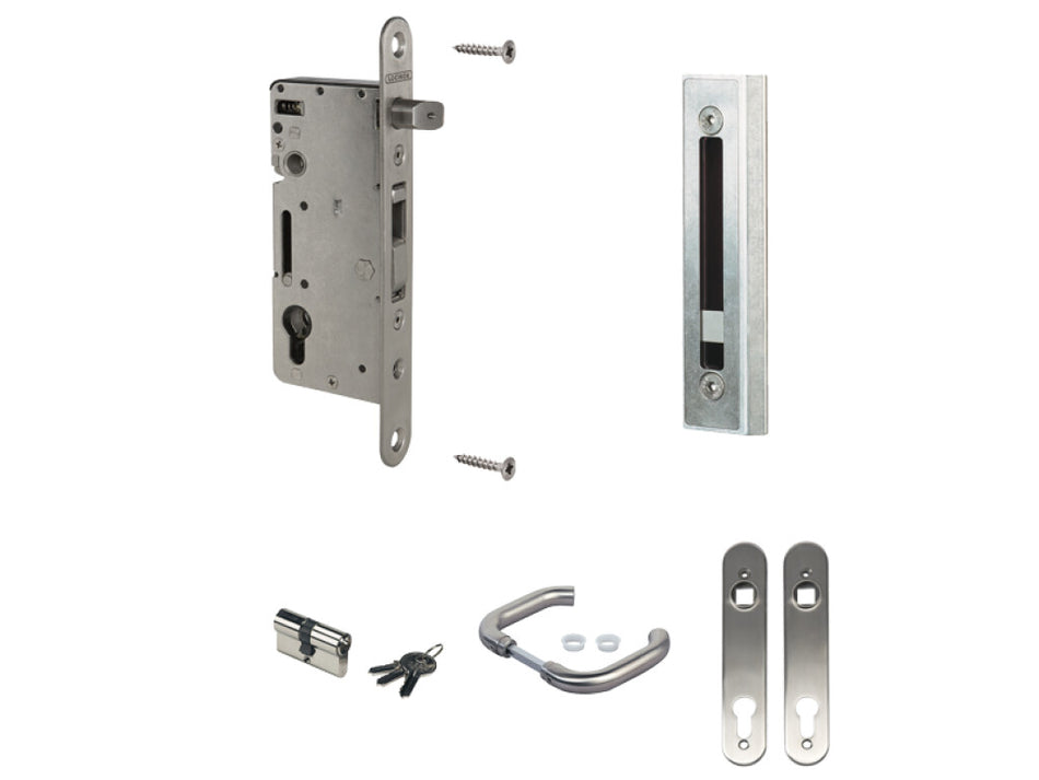 Locinox H-WOOD-SET - Complete, stainless steel insert lock set for wooden gates