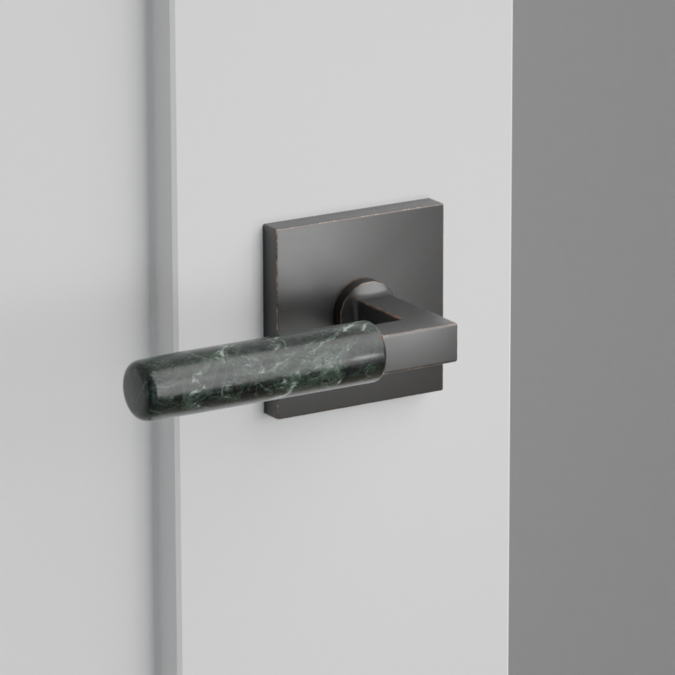 Emtek Green Marble Lever with Square Rosette