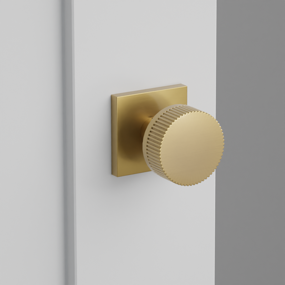Emtek Conical Straight Knurled Knob Square Rosette