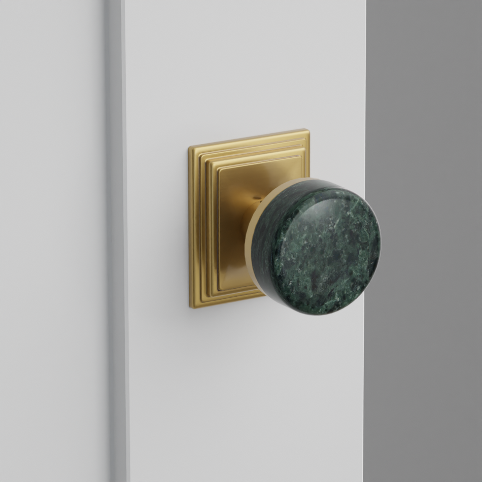 Emtek Conical Green Marble Knob with Wilshire Rosette