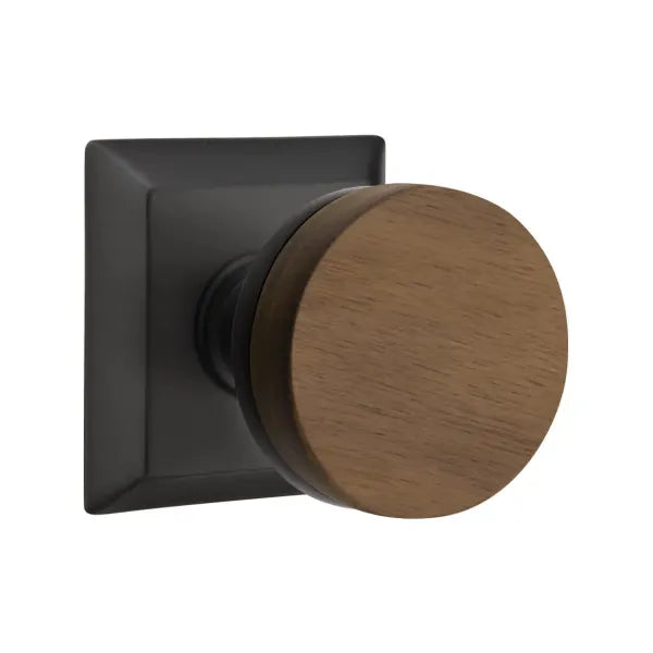 Emtek Conical Dark Walnut Knob with Quincy Rosette