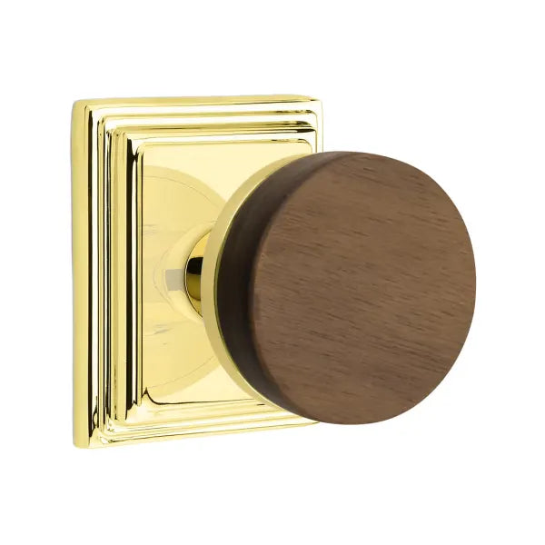 Emtek Conical Dark Walnut Knob with Wilshire Rosette