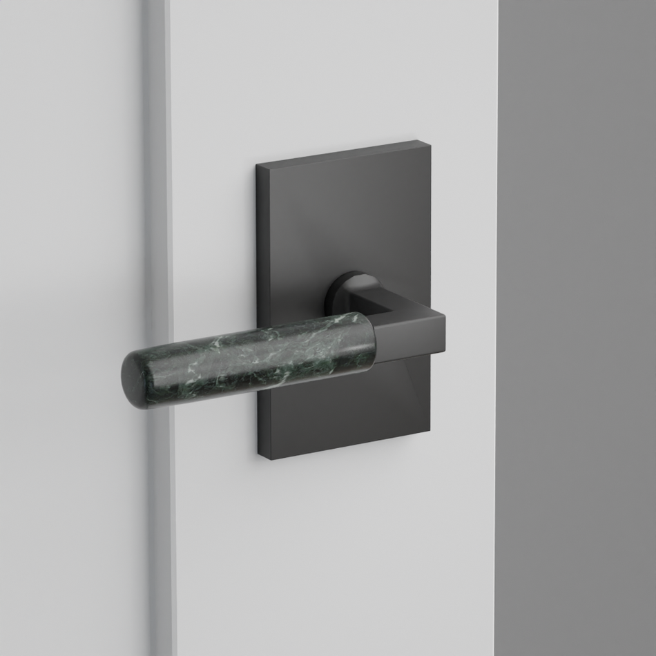 Emtek Green Marble Lever with Modern Rectangular Rosette