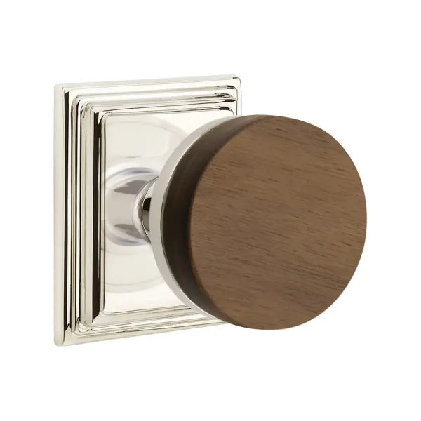 Emtek Conical Dark Walnut Knob with Wilshire Rosette