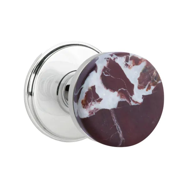 Emtek Conical Rosso Levanto Marble Knob with Watford Rosette