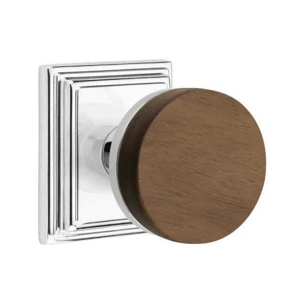 Emtek Conical Dark Walnut Knob with Wilshire Rosette
