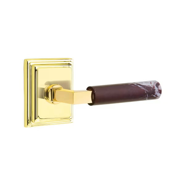 Emtek Rosso Levanto Marble Lever with Wilshire Rosette
