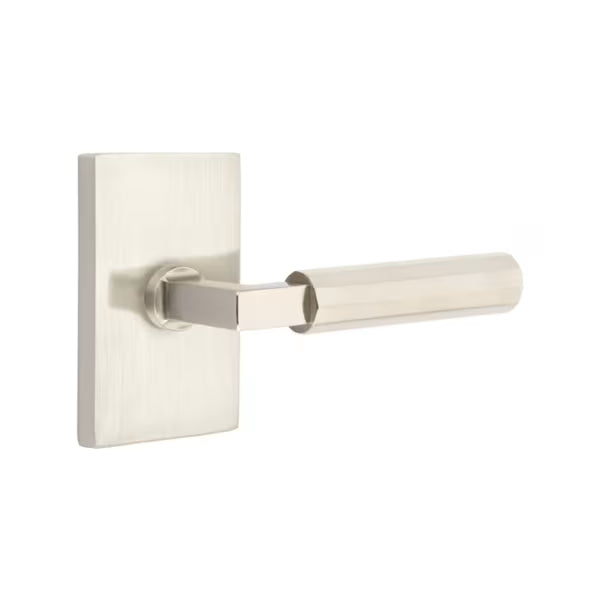 Emtek Faceted Lever with Modern Rectangular Rosette - L Square