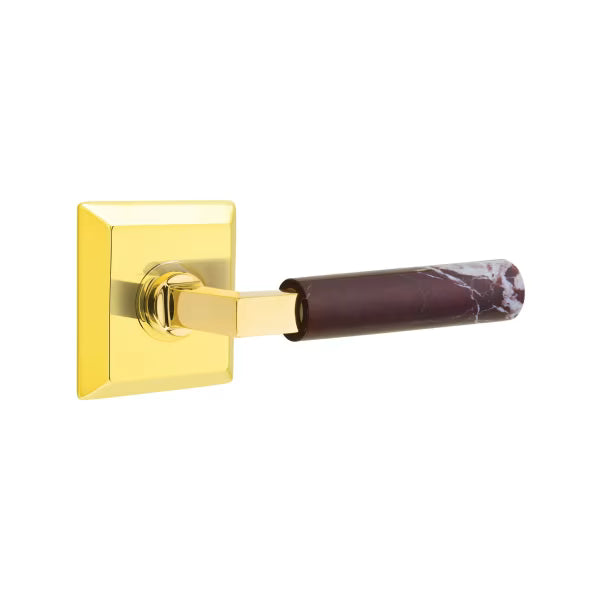 Emtek Rosso Levanto Marble Lever with Quincy Rosette
