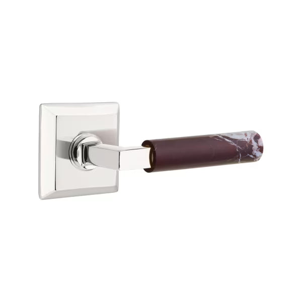 Emtek Rosso Levanto Marble Lever with Quincy Rosette